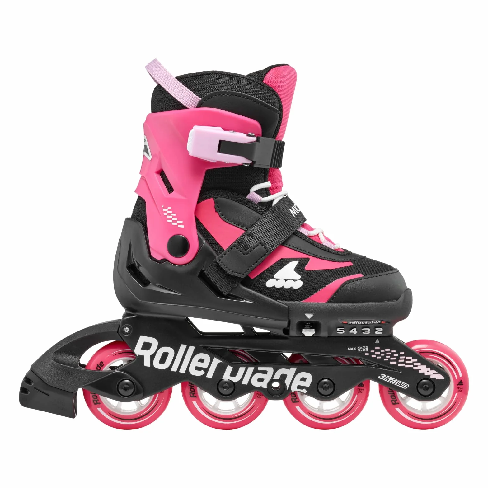 Rollerblade MICROBLADE, łyżworolki dla dziewcząt, na czas wolny, czarne/różowe, rozmiar 33-36,5