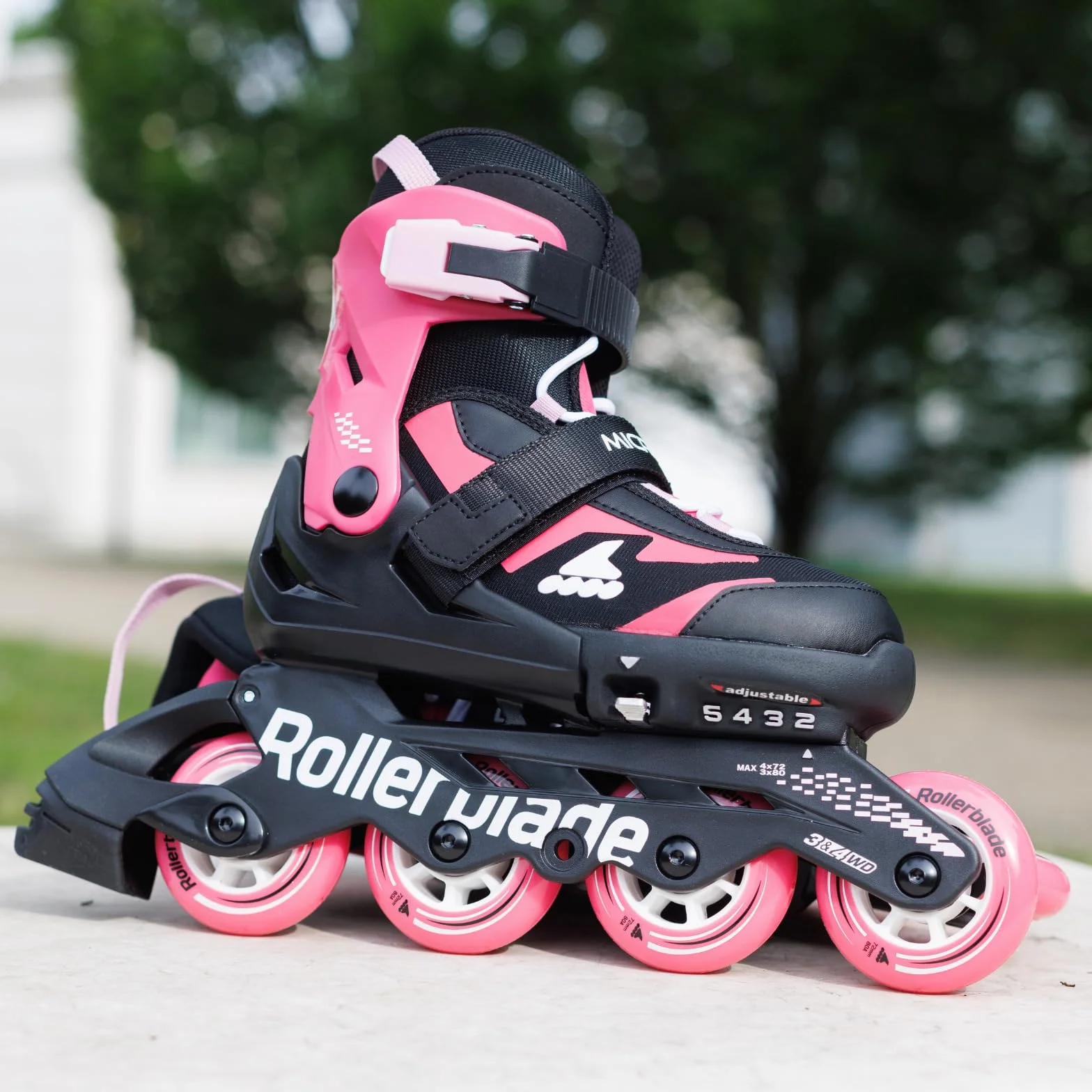 Rollerblade MICROBLADE, łyżworolki dla dziewcząt, na czas wolny, czarne/różowe, rozmiar 33-36,5