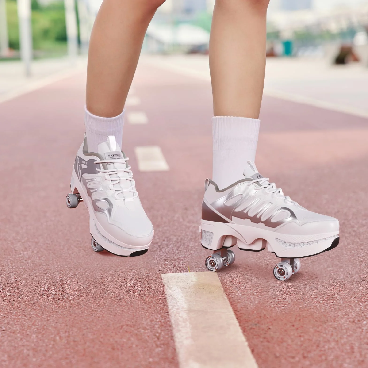 Buty na kółkach dla dzieci z 4 kółkami, dla chłopców i dziewczynek (33-40) - Ukryte wrotki, trampki dziecięce