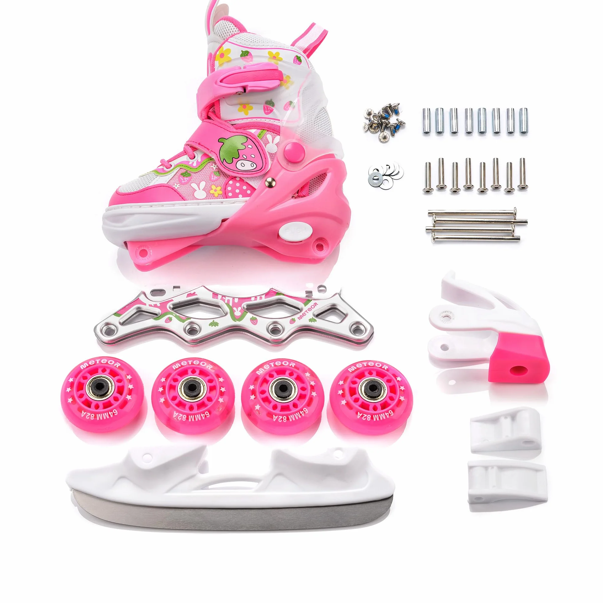 Rolki dla Dzieci Łyżwy Wrotki Łyżworolki Rollerblade 4 w 1 Fitness Młodzieżowe Damskie Męskie meskie Regulowane Czarne i różne kolory dla Dorosłych Scate Koła Led Meteor