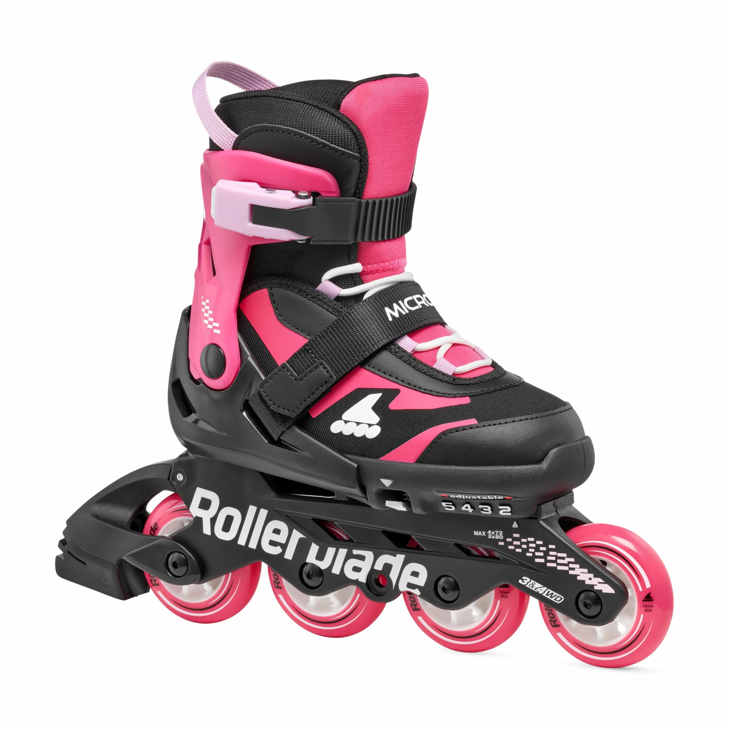 Rollerblade MICROBLADE, łyżworolki dla dziewcząt, na czas wolny, czarne/różowe, rozmiar 33-36,5