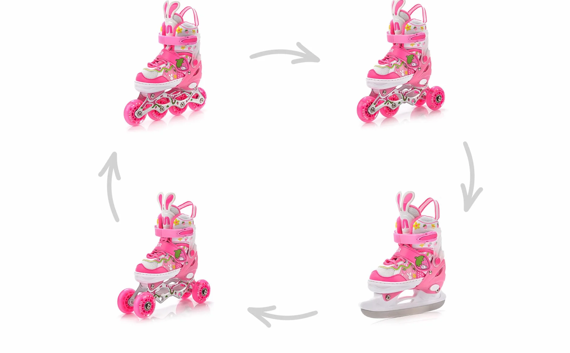 Rolki dla Dzieci Łyżwy Wrotki Łyżworolki Rollerblade 4 w 1 Fitness Młodzieżowe Damskie Męskie meskie Regulowane Czarne i różne kolory dla Dorosłych Scate Koła Led Meteor